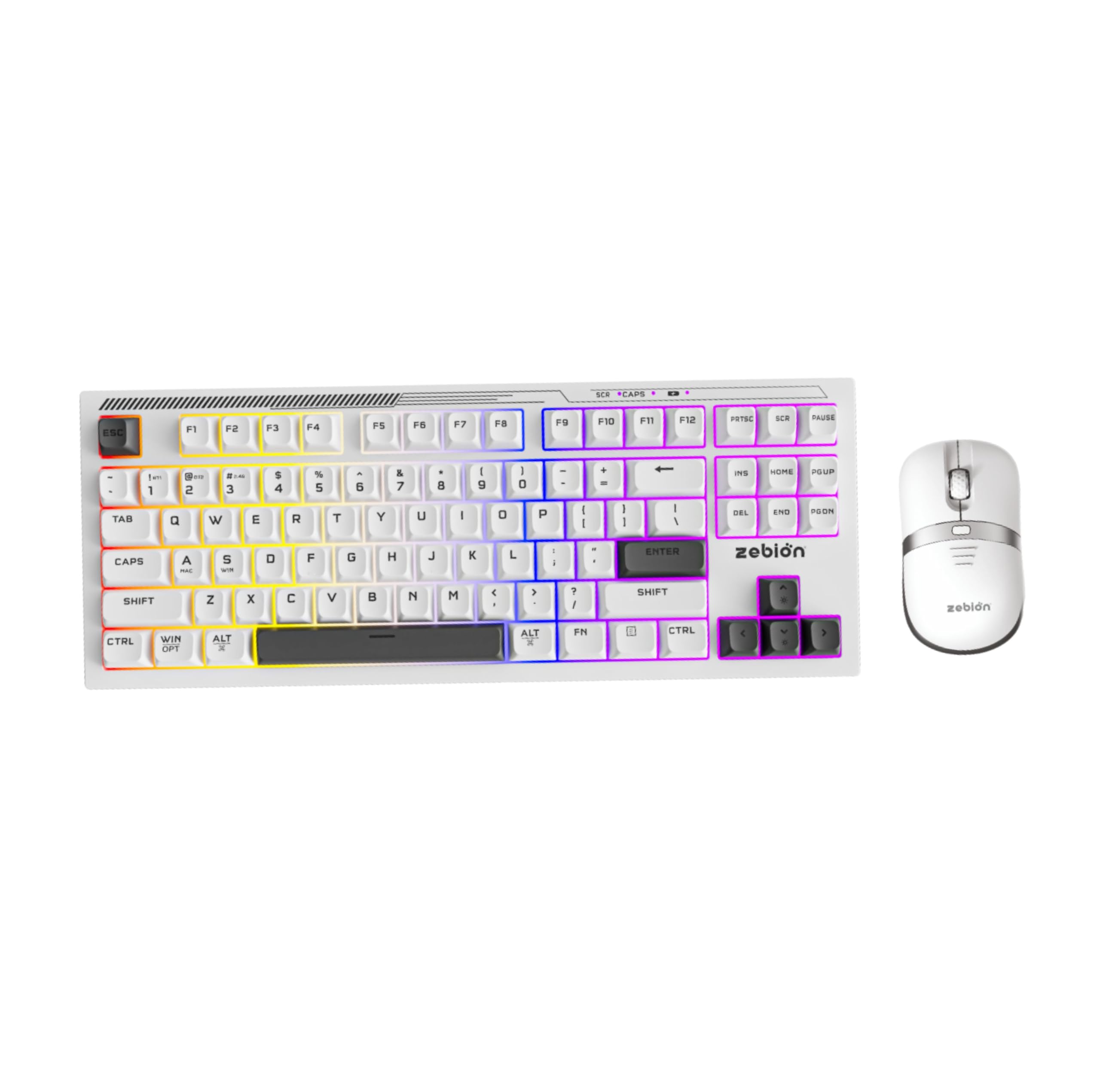 Zebion G2000 EliteSync Rechargeable Bluetooth Keyboard with 19 Anti-Ghosting Keys, Waterproof, Unbreakable, Splash Resistant, 3 Device Connectivity & Mouse Combo, DPI 1000/1200/1600 (White-Grey)-image-19