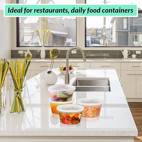 Miniatura 7 de 40 juegos Contenedores de plástico de 12 onzas con tapas herméticas, resistentes de Estados Unidos, para slime, sopa, preparación de comidas, sin