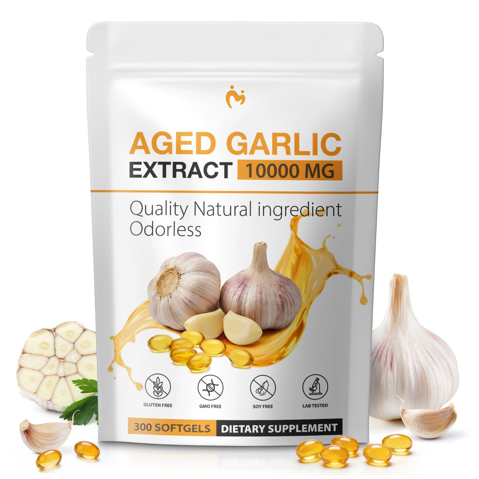 Aged Garlic Extract - 10,000mg Odorless Garlic Supplements, 300 Softgels