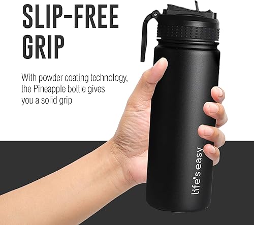 Miniatura 5 de Life's Easy Botella de agua aislada de acero inoxidable  Botella de agua deportiva con mango de bucle y tapa de popote de silicona biónico  Frasco