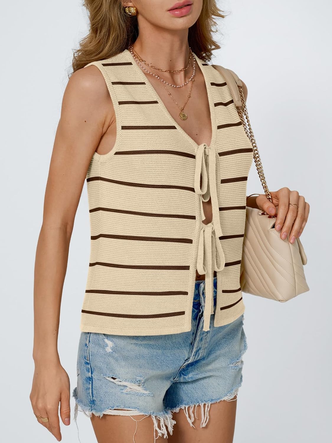 LILLUSORY Womens Summer Tops Beach Vacation Spring Outfits Cute Y2K Trendy Sweater Vest 2026 Tank Tie Front Crochet Clothes - Image 3