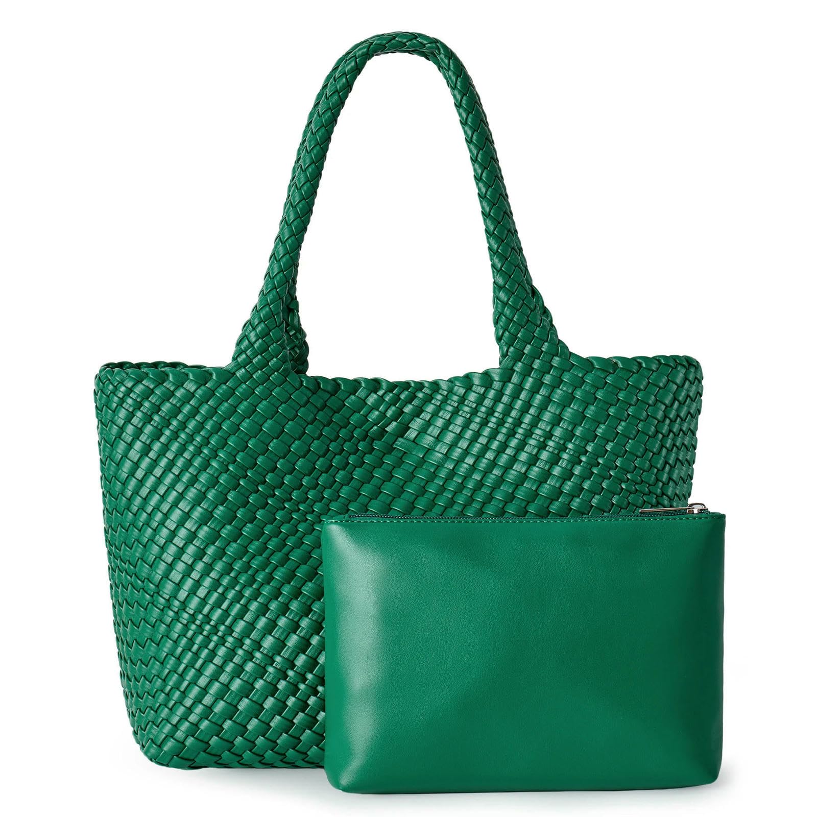 CHENSHI Borsa a Mano Donna in Tessuto Tracolla da con 1 Frizione Cerniera Intrecciata per Le Vacanze Spiaggia-Verde Oliva