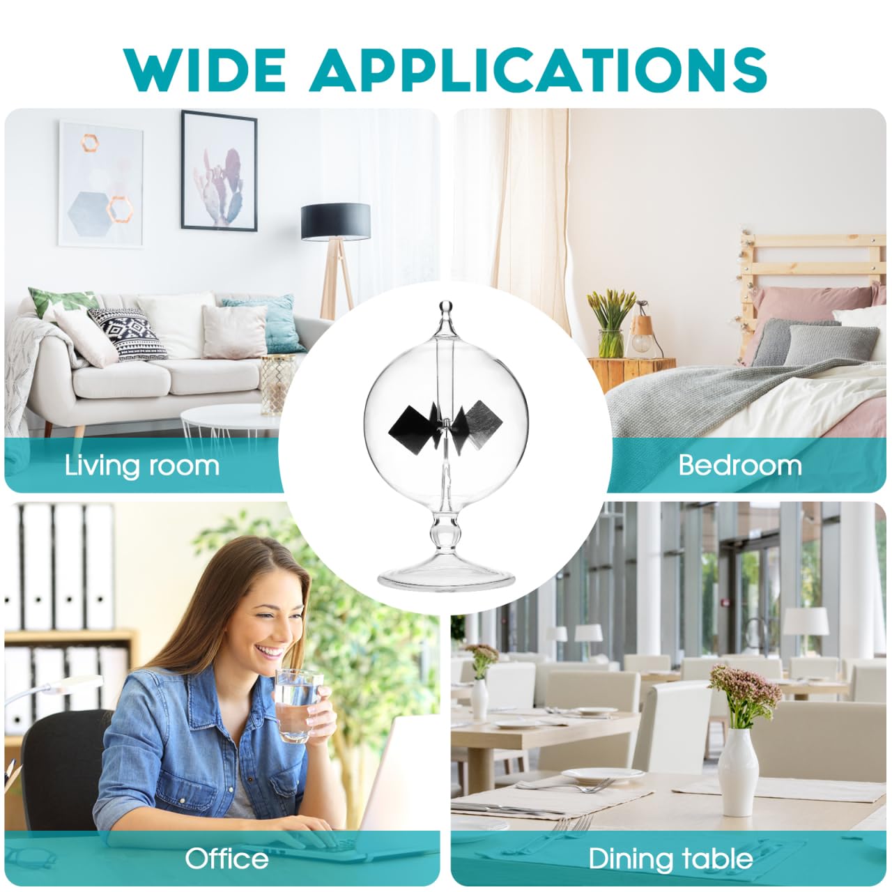 iplusmile Crookes Crystal Solar Solar Solar Potencia Solar Cristal de Viento Spinning Vile de Viento de Cristal para la decoración de Escritorio a