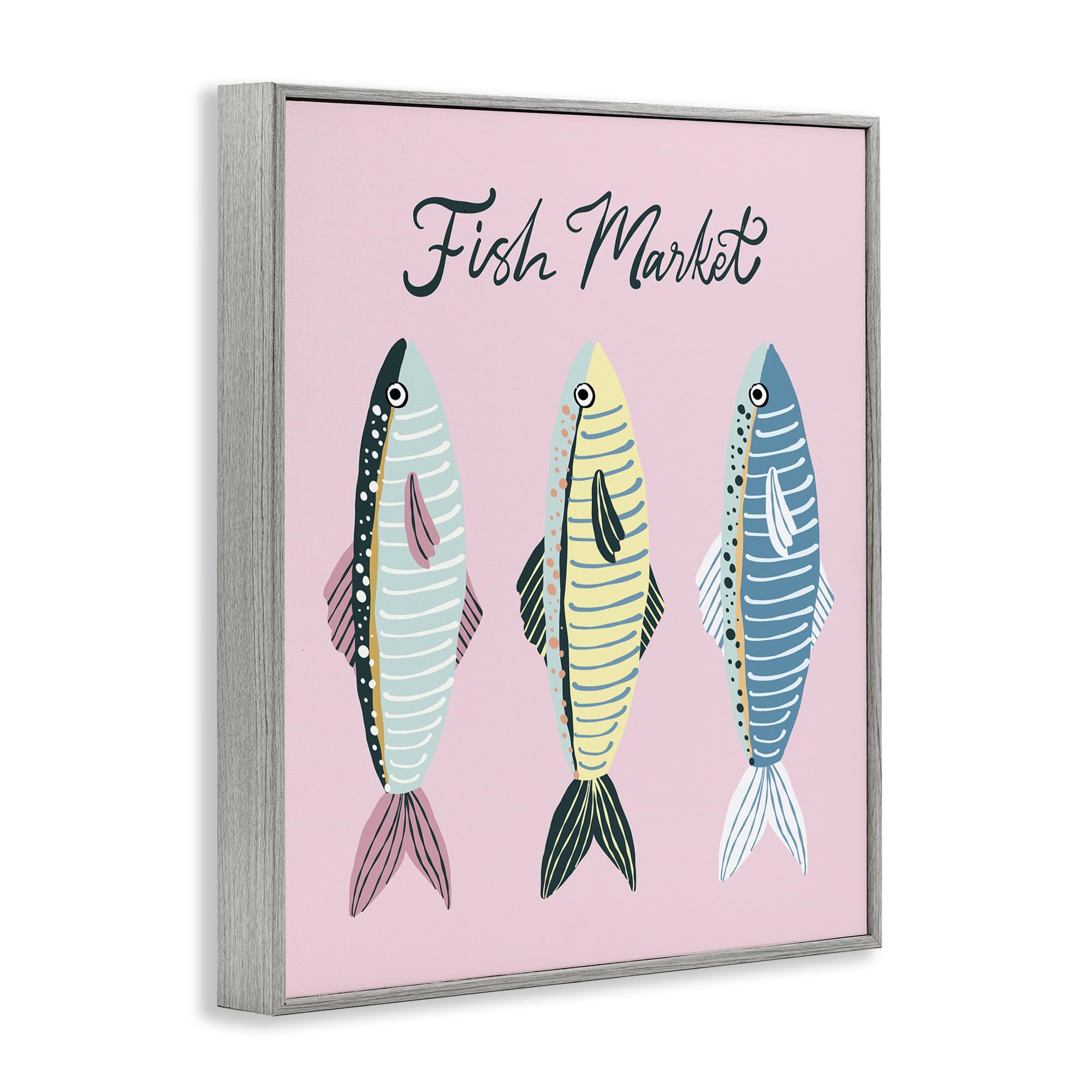Stupell Industries «Quirky Coastal Fish Market», arte giclée enmarcado, gris, 11 x 14 pulgadas, fácil de colgar y resistente, fabricado en Estados Unidos, por Hey Bre! Creative Studio