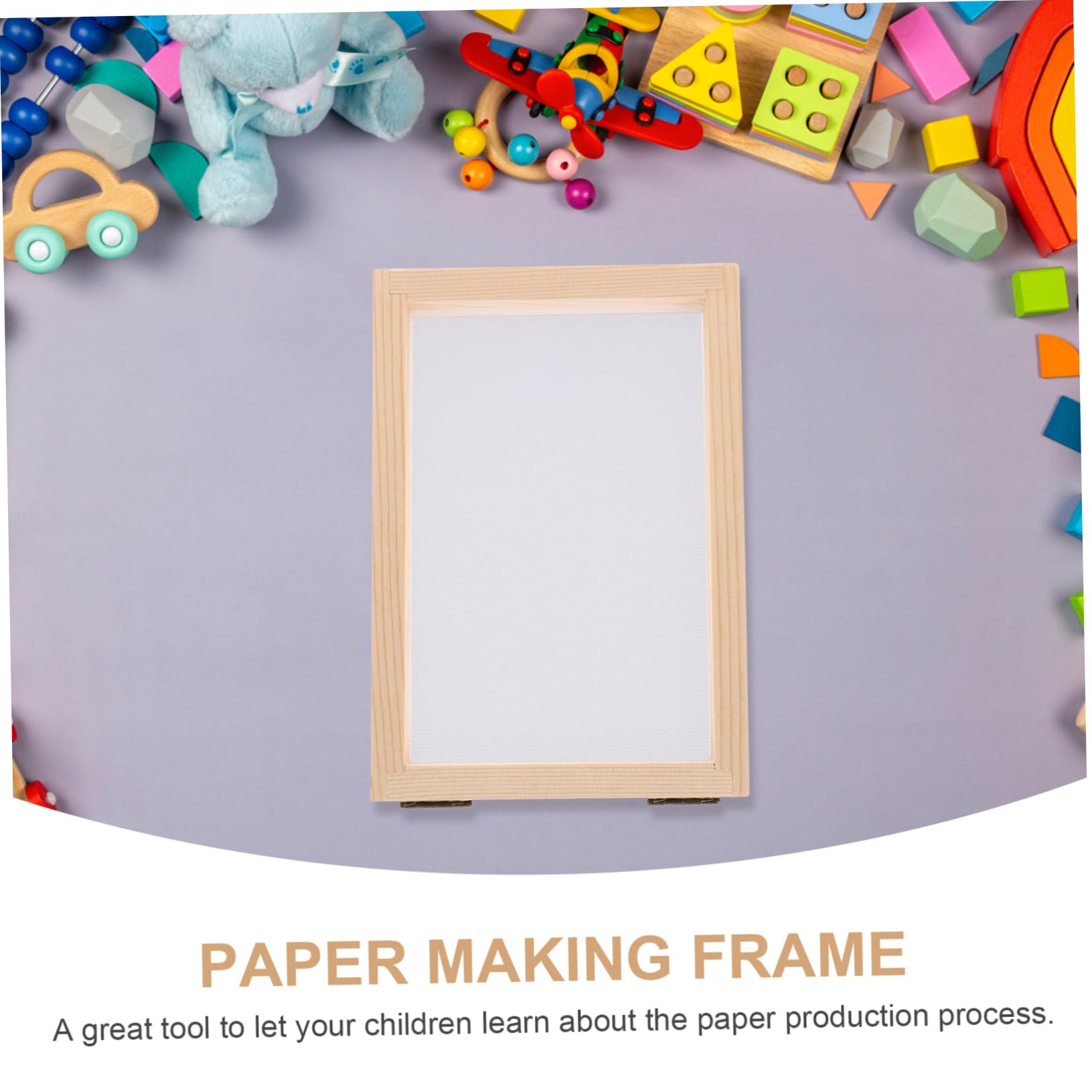 Telaio Per Carta Fatta A Mano In Legno E Rame - Kit Educativo Per Bambini, 18x12.5cm, Fai Da Te - Foto 9