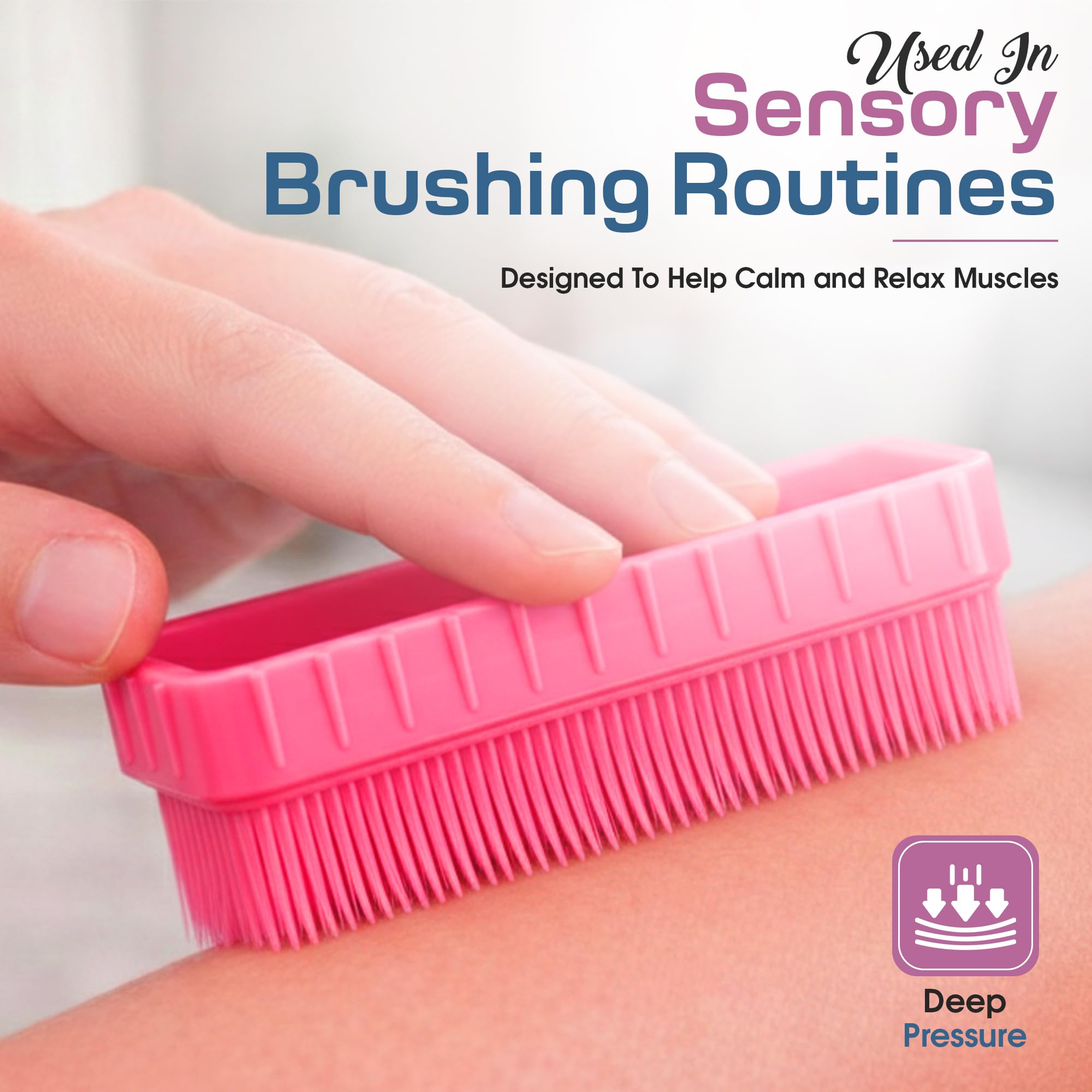 Wilbarger Method Therapy Sensory Therapressure Brush Blue/Pink/YLW 3PK — Amazon image 2