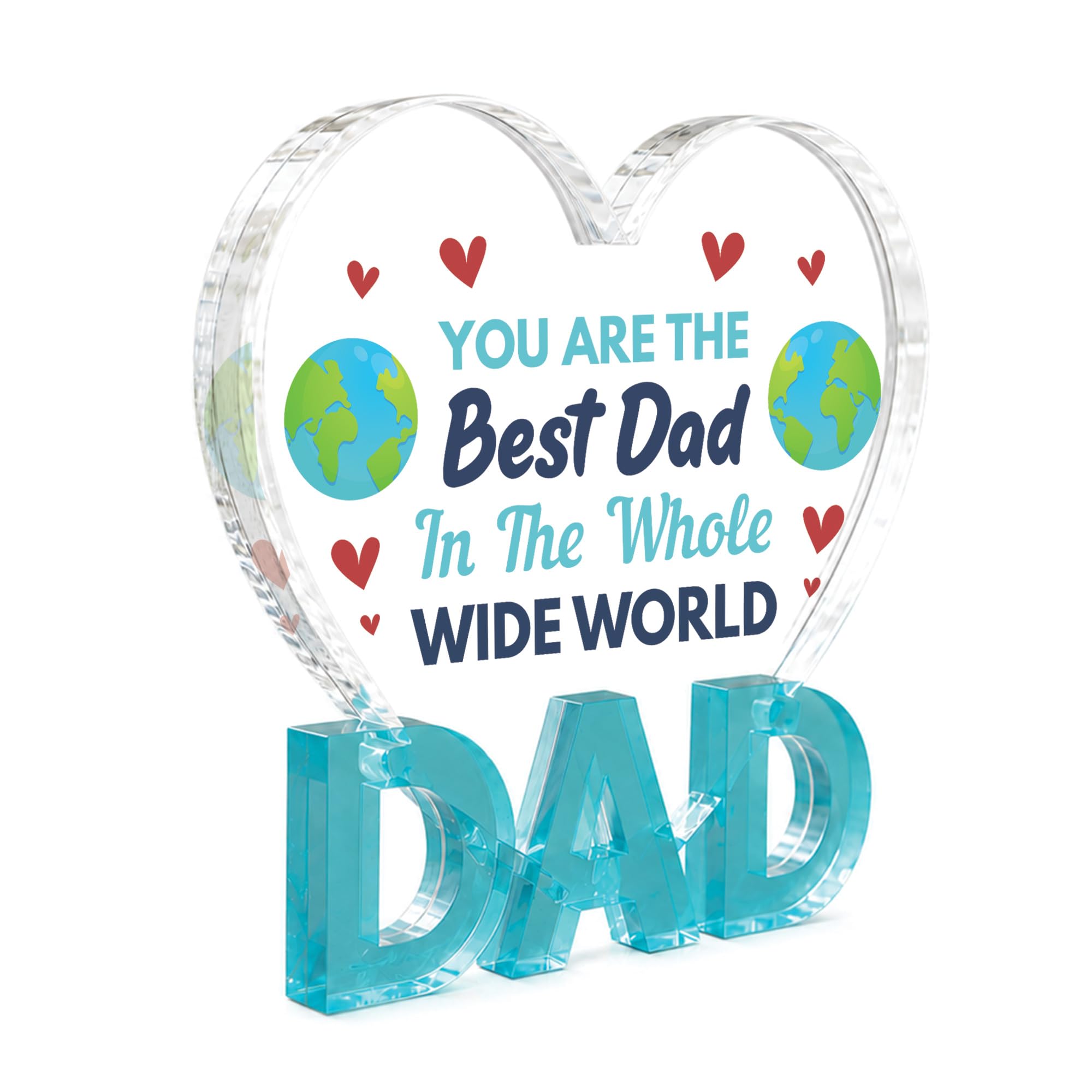Red Ocean Dad Birthday Gifts Acrylic Plaque BEST DAD IN THE WHOLE WORLD Gift From Daughter Son Fathers Day Best Father Gift For Christmas Thank You