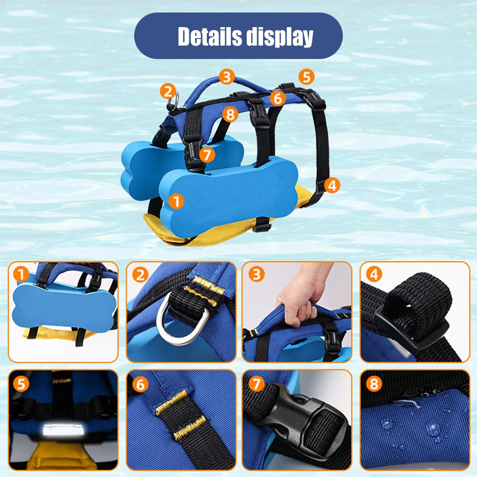 Gilet De Sauvetage pour Chien Veste Flottante Natation | Flotteur Réfléchissant Avec Poignée De Sauvetage Ajustable Pour Sécurité Aquatique Piscine Lac Bateau