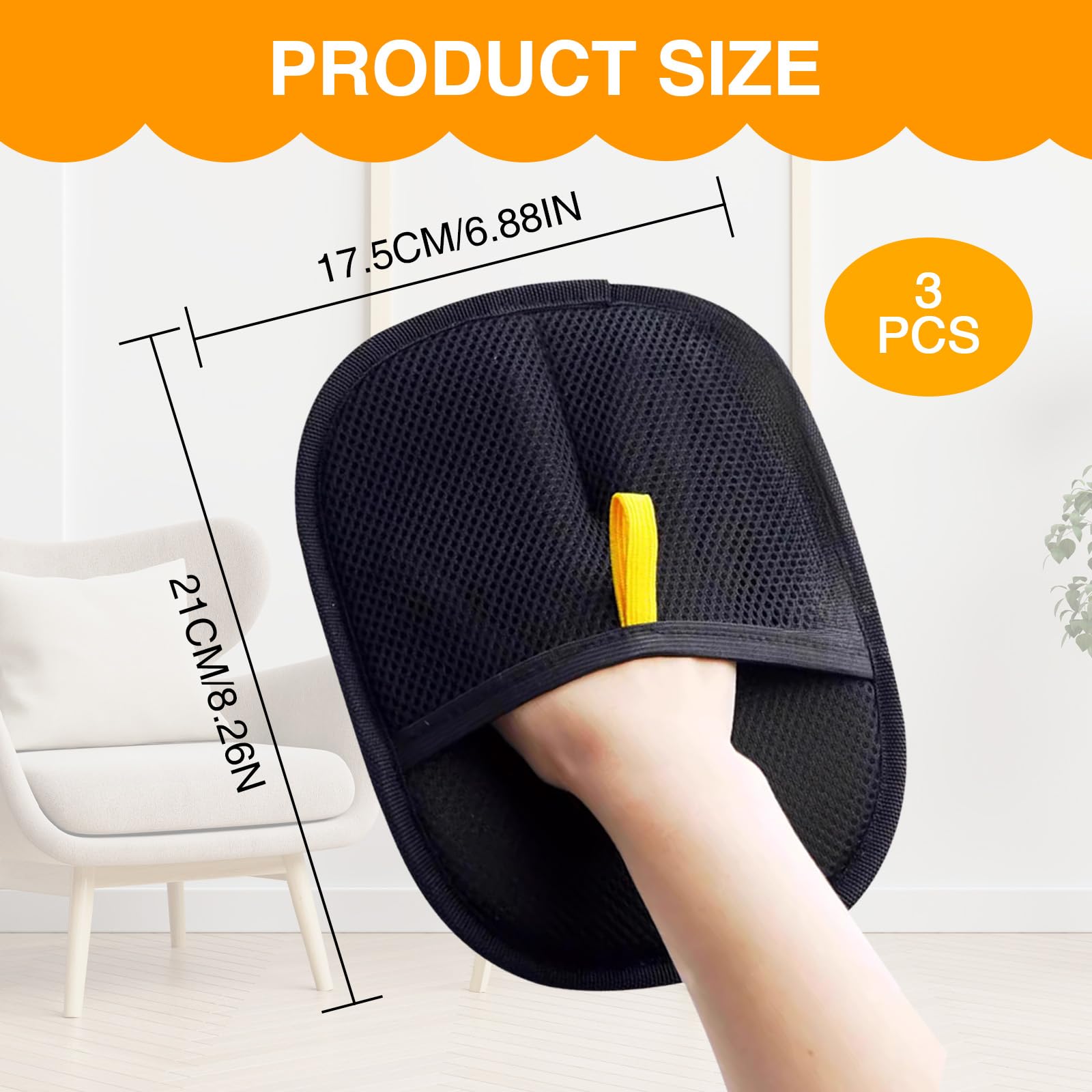 FunnAura 3 Pcs Static Removal Gloves Pet Hair, Reusable Double Sided Grooming Gloves for Grooming Deshedding, Washing - Image 2
