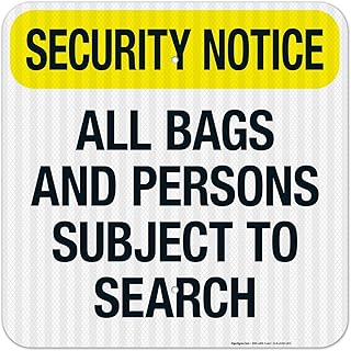 All Bags and Persons Subject to Search Sign, 18x18 Inches, 3M EGP Reflective .063 Aluminum, Fade Resistant, Made in USA