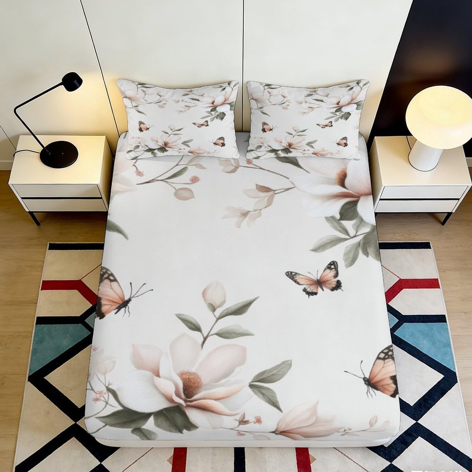 3D Printed Seagull Fitted Sheet Microfiber Deep Pocket for Bedroom Bedding Non-Slip Seagull Mattress Fitted Cover Washable 120x200x25cm