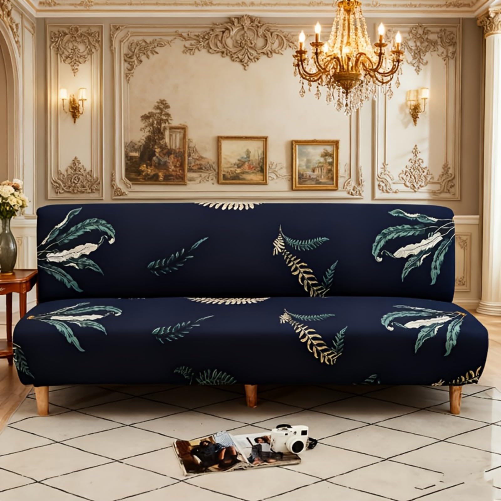 boiszeda Armless Sofa Bed Cover, Spandex Stretch Futon Slipcover(190-210cm)