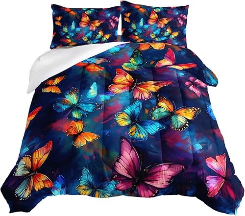 Miniatura 8 de HOSIMA Juego de edredón de medusas, maravilloso mundo submarino, algas marinas, medusas marinas, decoración de habitación de niñas, juego de ropa de