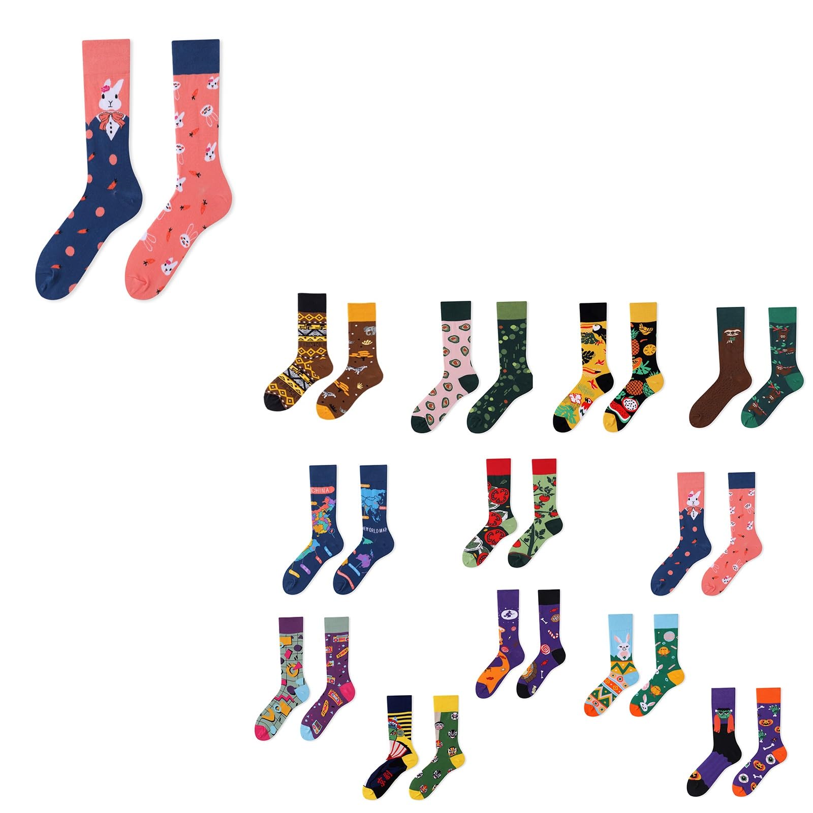 Chaussettes design animé bleu et tendance décontractée
