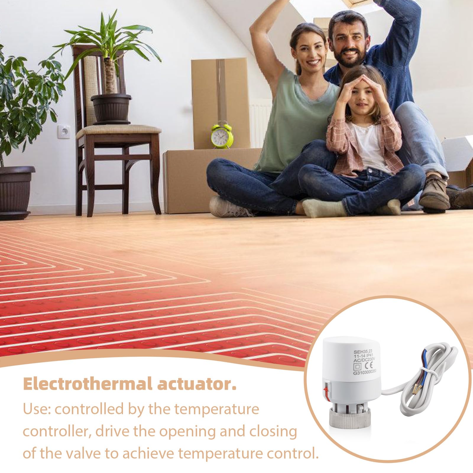 2 Stück Thermischer Stellantrieb 230V, Stellmotor Fussbodenheizung, Stellantrieb Für Fußbodenheizung, Elektroothermischer Aktuator (Normally Closed), Ip41, Für Nahezu Jeden Heizkreisverteiler