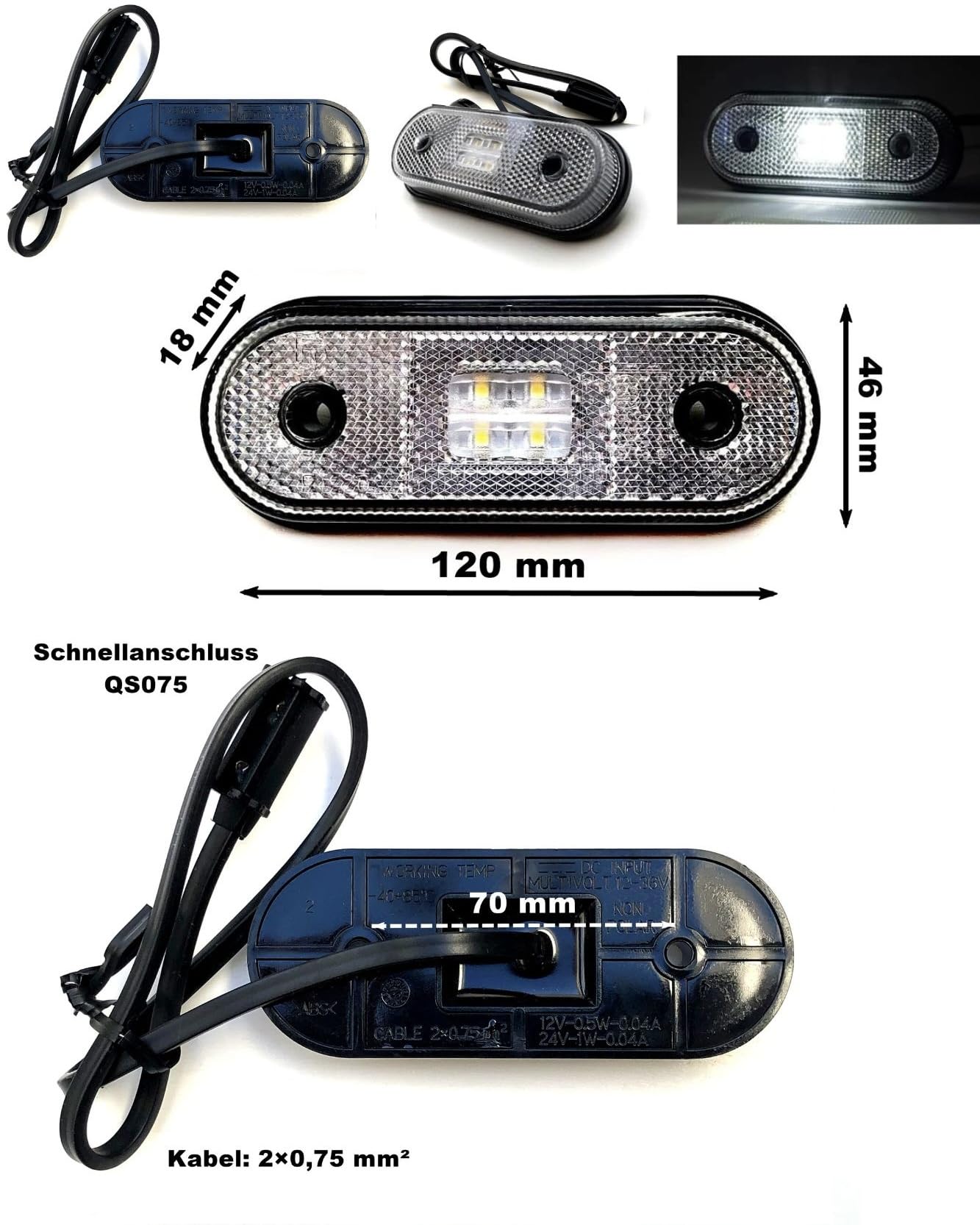 Luces LED traseras para remolques, Piloto LED Remolque, Caja de Control de 13 Pines, Cable de 7,7 m, Juego de Luces