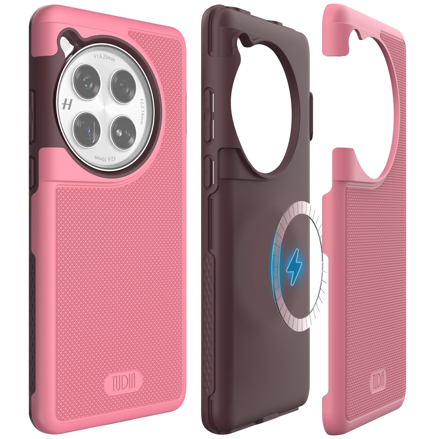 TUDIA MergeGrip Magsafe Compatible Phone Case for OnePlus 12 5G 2024 - Military Grade, Drop Tested, Dual Layer, Shockproof, Anti-Slip, Heavy Duty & Protector Cover Protective Phone Case - Smokey Pink