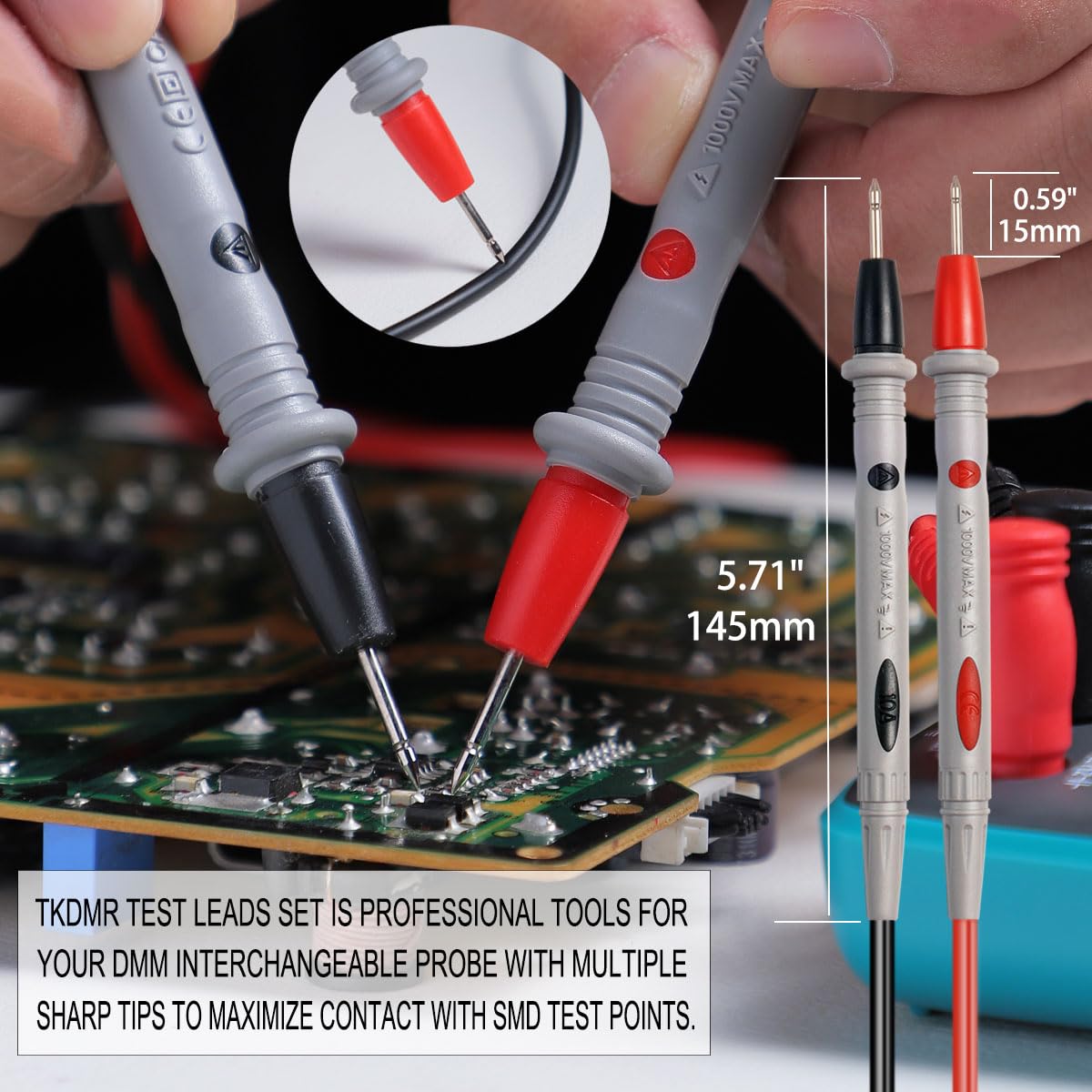 TKDMR 19-teiliges elektrisches Multimeter-Messleitungs-Set mit Krokodilklemmen, Testhaken, Testsonden, Leitung, professionell, 5 Farben, Überbrückungskabel-Set, 1000 V, 10 A, CAT.II