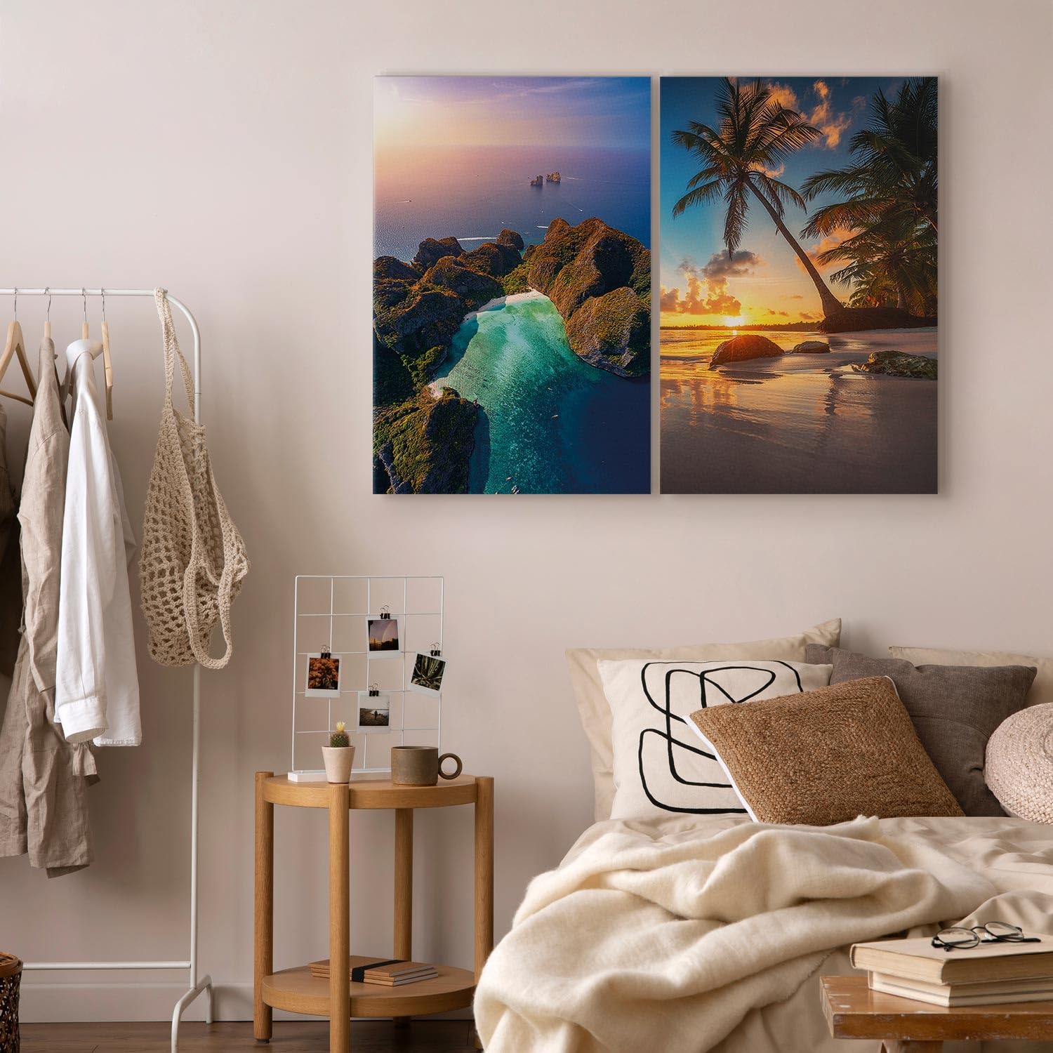 murando - Leinwandbild Set Landschaft, 120x90 cm, 2-teilig, Badezimmer | Hochwertige Leinwand, sofort aufhängbar, ideal fürs Badezimmer, wasserfest und lichtecht, langlebig, stilvoll, zeitlos, edel