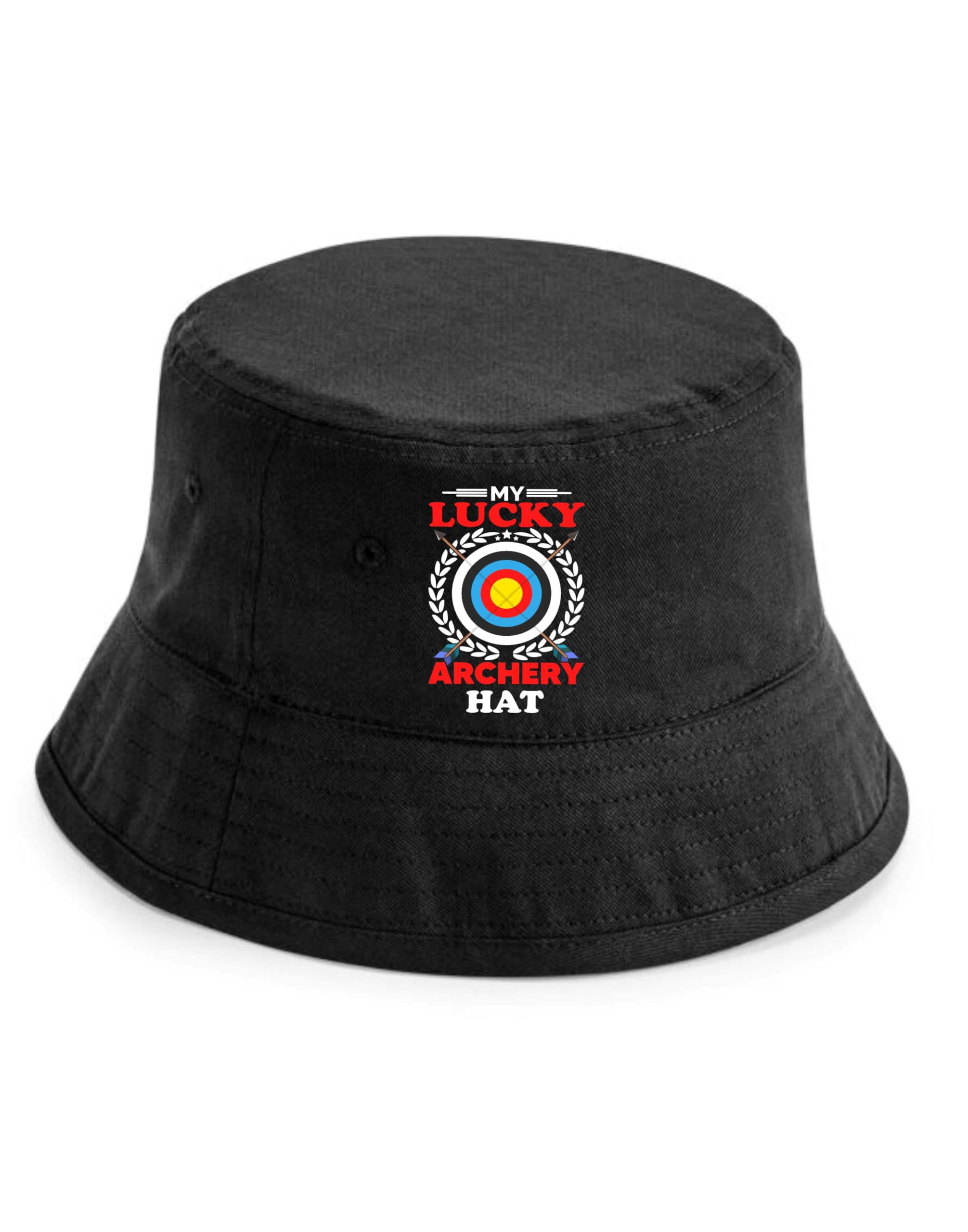 Print4u Unisex Black My Lucky Archery Bucket Hat Gift Father's Day Birthday Present Lxl
