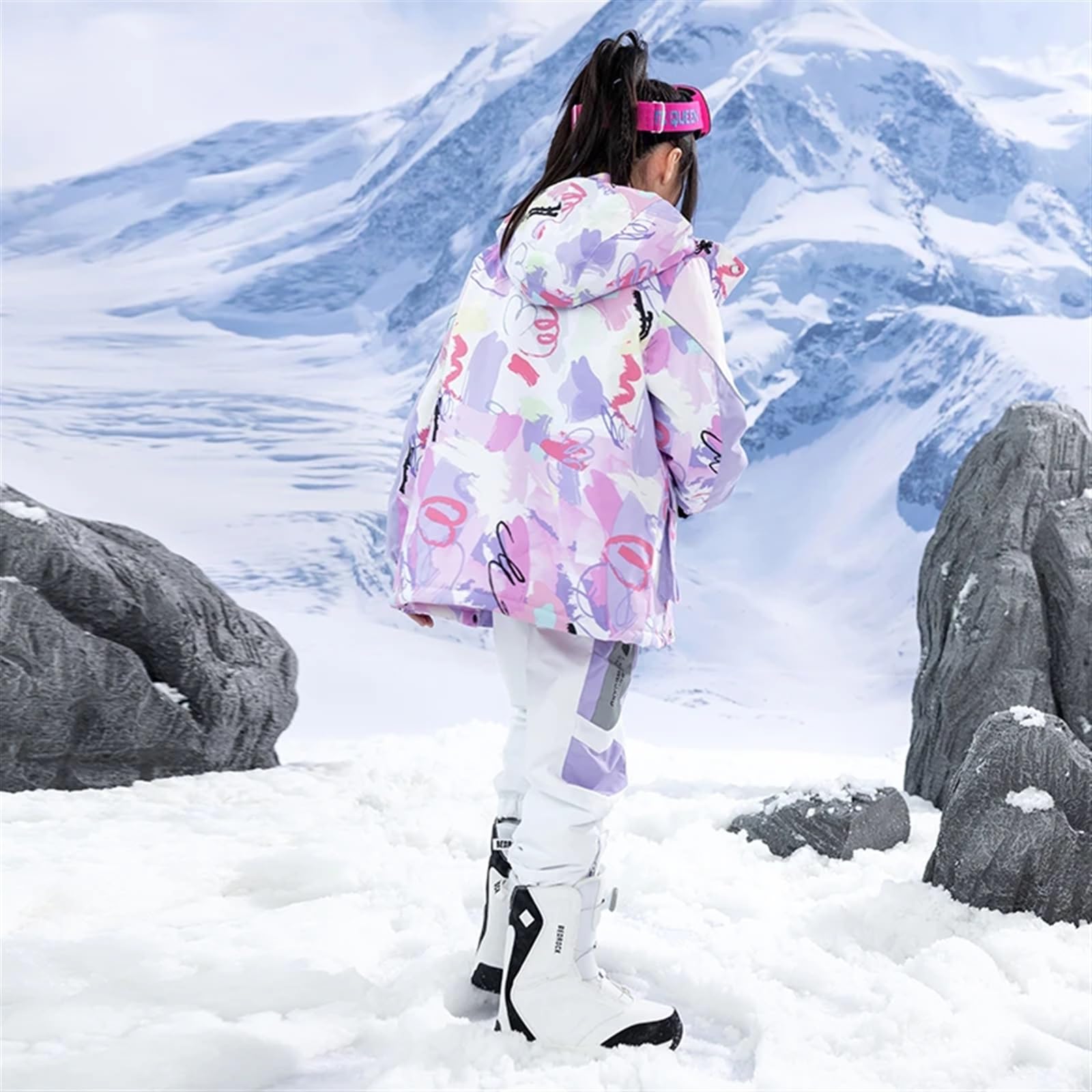 Tute da neve Tuta da neve for bambini Indossare costumi caldi impermeabili for esterni Giacche da sci invernali for snowboard e pantaloni con cinturino for ragazzi e ragazze Tuta da sci