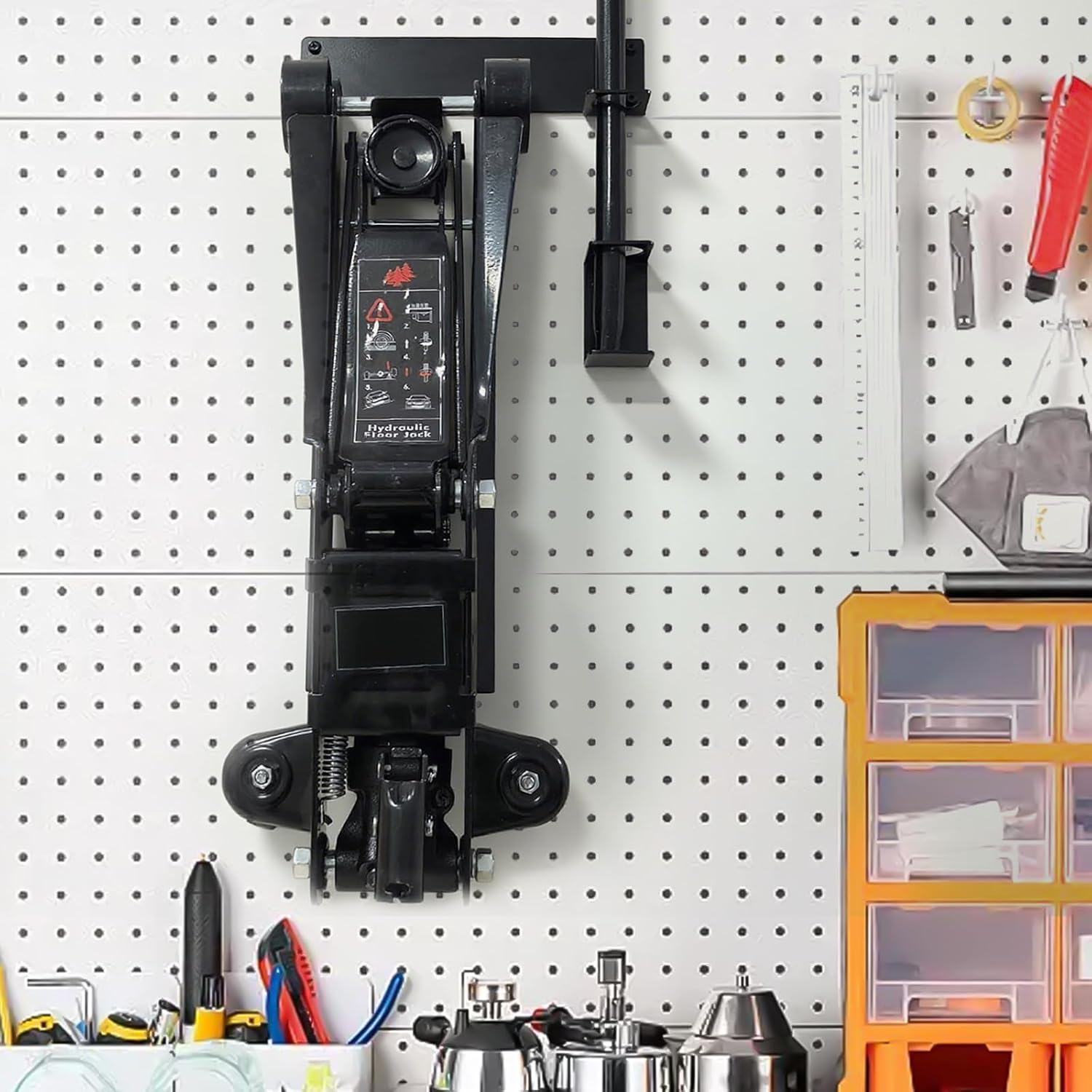 Wall Mount Floor Jack Stand Rack Organizer, Car Hydraulic Trolley Jack Stands Holder Mount Brackets Jack Stands Wall Storage Rack Tower Racing Trailer Accessories Tool