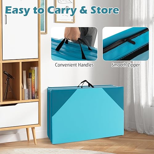 Vista 24 de Giantex 4'x10'x 2" Gymnastics Mat, 4-Panel Folding Aerobics Exercise Mat w/Hook & Loop Fastener, Carrying Handle, Portable Tumbling Mat for