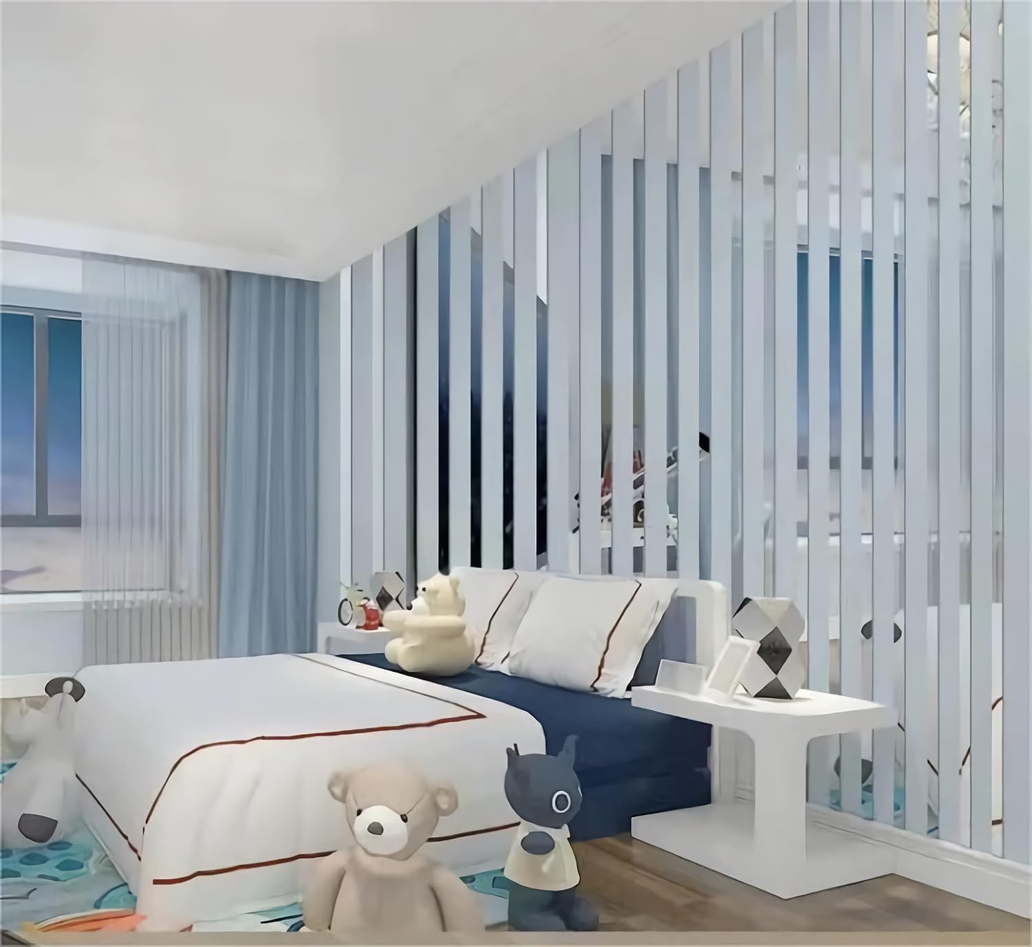 19.7 Ft. Mirror Wall Stickers, Self-Adhesive Acrylic Mirror Tiles, Removable Decals Stickers for Wall Frames/Wallpaper Border/Waist Lines
