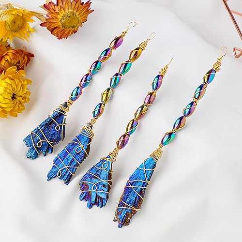 Miniatura 5 de Runyangshi Piedra de cianita natural hecha a mano Escoba mágica galvanoplastia, color negro crudo, turmalina curativa, cristal curativo, forma de