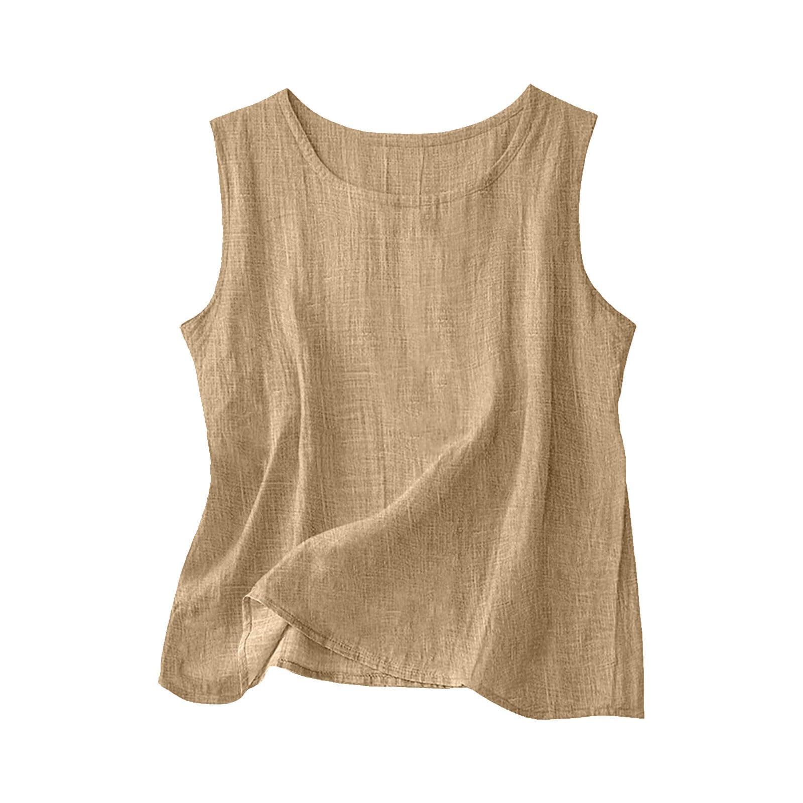 Linen Shirts for Women Linen Crewneck Tank Tops 2026 Spring Summer Beach Sleeveless Tops 2026 Fashion Vacation Shirts — view 15