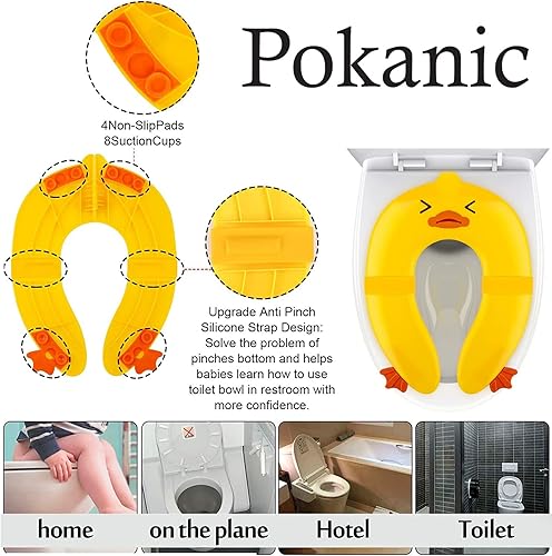 Miniatura 8 de Funda de asiento de entrenamiento para inodoro, asiento de inodoro de viaje, almohadillas de silicona antideslizantes plegables, portátil de viaje,