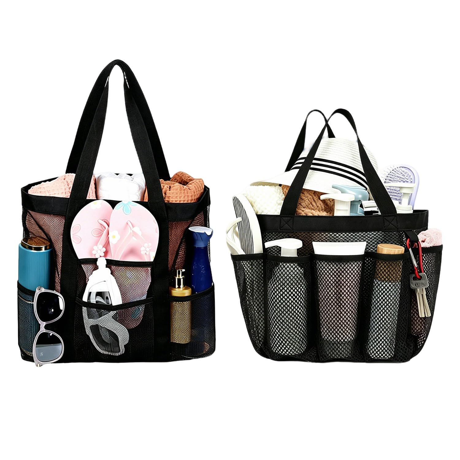 2 Pcs Mesh Shower Caddy Bag, Portable Large Capacity Bath Tote Basket