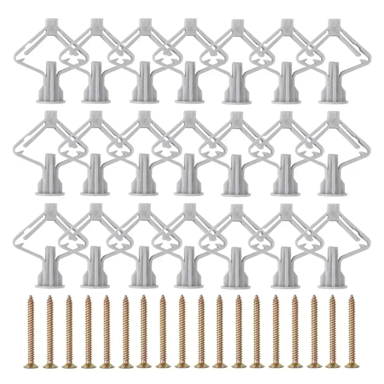 Eisenwaren Plasterboard Self-Drilling Screws Hollow Wall Airplane Expansion Plug Anchor Plug Pipe Gypsum Board Anchors Drywall Fixings Bolt(Gray-Butterfly,100PCS (50sets))