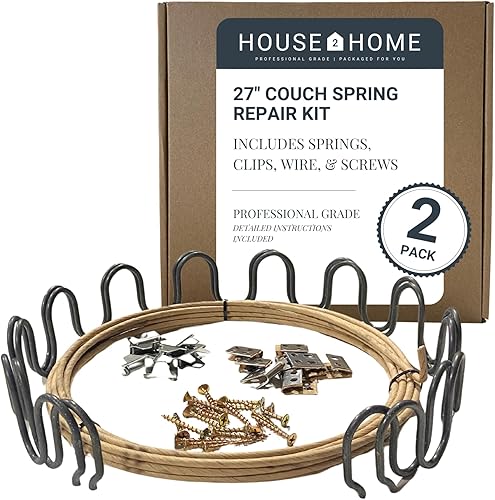 Miniatura 13 de House2Home Repuesto de resorte para tapicería de sofá de 25 pulgadas, kit de reparación de 2 paquetes para muebles, silla, sofá, incluye clips,