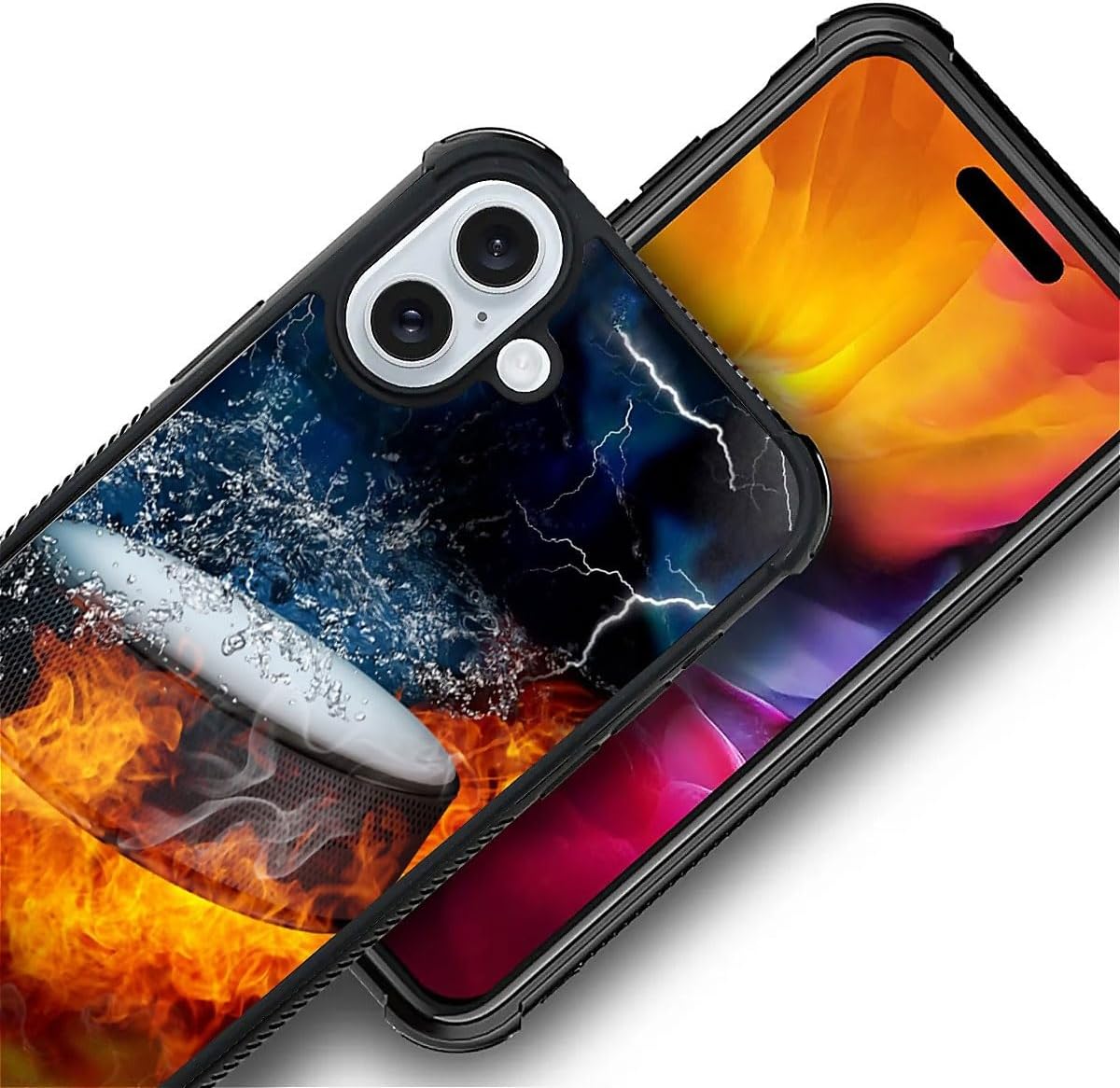 DAIZAG Case Compatible with iPhone 16,Shockproof Soft Phone Cover for Boy Men Gift Case,Ice Fire Hockey image 2