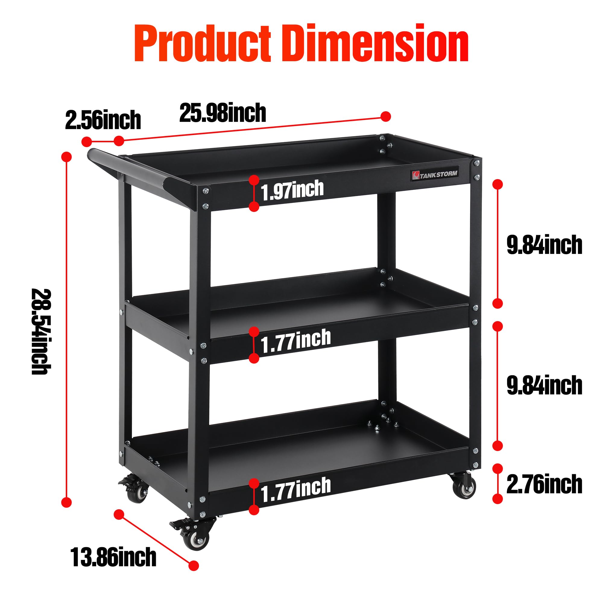 Heavy Duty Rolling Tool Cart - 3 Tier Garage Storage -3 Heavy Duty Rolling Tool Cart - 3 Tier Garage Storage -3