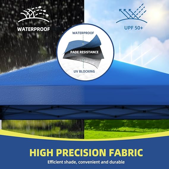 10x10 Instant Pop Up Canopy Tent - Ultimate Sun Shade and Party Shelter with Roller Bag, Blue