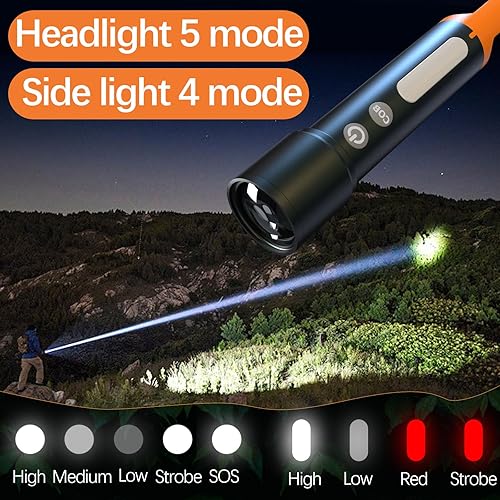 Miniatura 5 de Linternas recargables de alto lúmenes, 9 modos, 20000 lúmenes, potente linterna táctica con zoom, luz de flash fuerte súper brillante para el hogar,