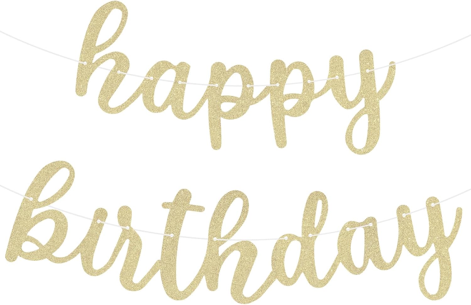 Glitter Happy Birthday Banner Sign Wall Door Banners for Women Men Boys Girls Birthday Party Backdrop Garland Decorations, Personalized Letters Name Banners Connected Champagne Gold