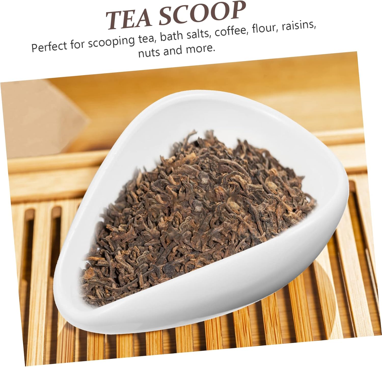 INOOMP 1Pc Ceramic Tea Scoop Elegant White Porcelain Spoon for Loose Leaf Tea Easy to Clean for Home Office Tea House Restaurant for Scooping Tea Flour Nuts