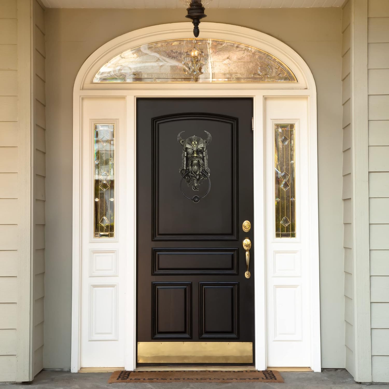 Pacific Trading Company Bronze Tone Norse Mythology Odin Figurine Metal Door Knocker with Hardware, Gothic Viking God Furniture and Home Decorations, Large Decor for Front Doors, 9 Inches