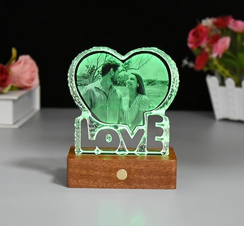 Miniatura 4 de Marco de fotos de cristal personalizado en forma de corazón para cumpleaños, Navidad, aniversario de boda, regalo del día de San Valentín para