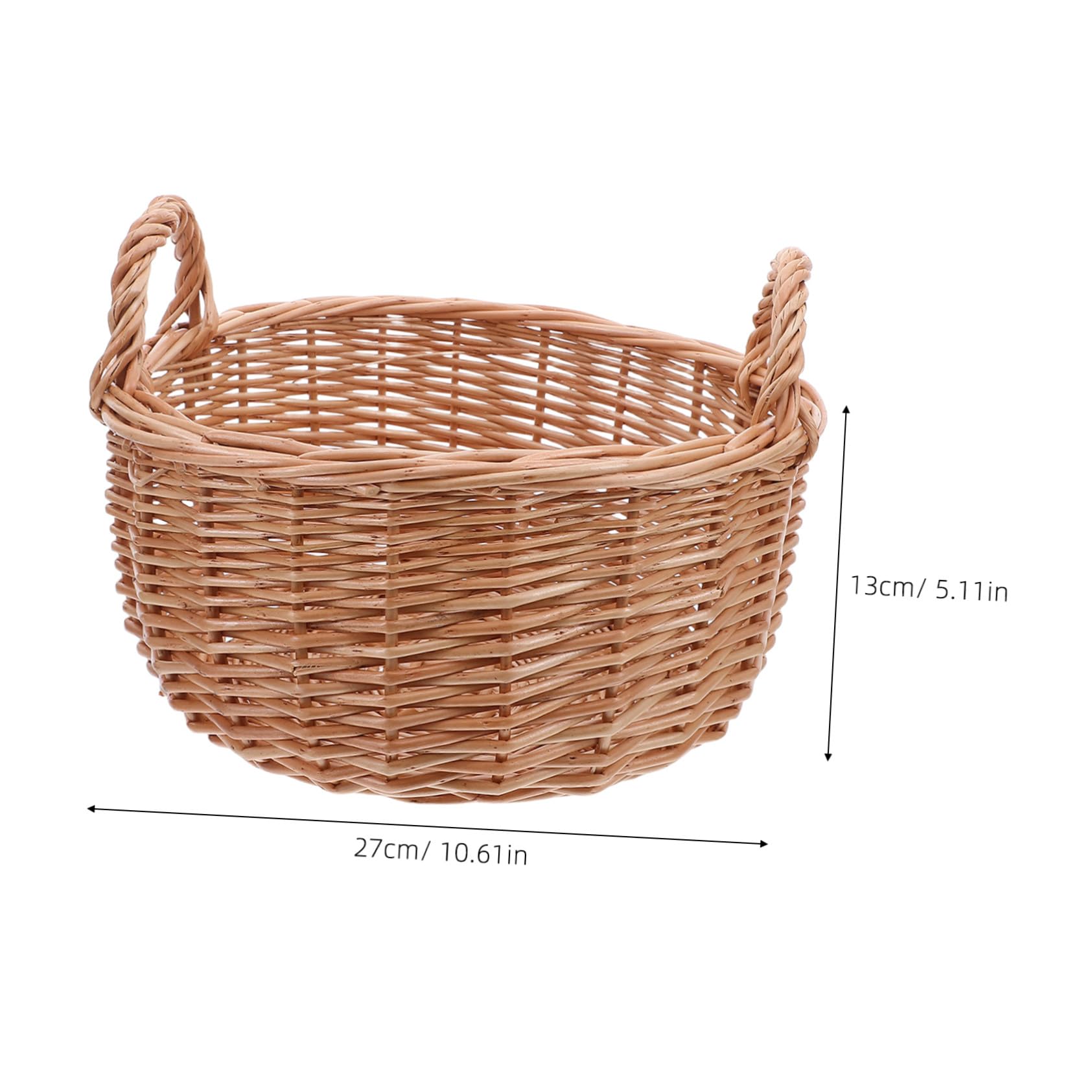LIFKOME Cesta Redonda de Mimbre con Asas Bandeja Tejida Mano para Servir Pan Verduras y Snacks Organizador Rústico de Ratán para Cocina y Comedor