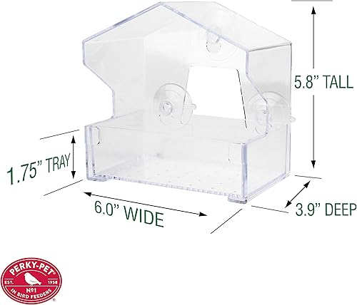 Miniatura 9 de Perky-Pet 345 Comedero transparente para pájaros con ventosas fuertes, capacidad de semilla de 12 lb