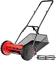 ActiveTrail 14-Inch 5-Blade Push Reel Lawn Mower with Grass Catcher - Cordless Manual, 4-Height Adjust, Eco-Friendly