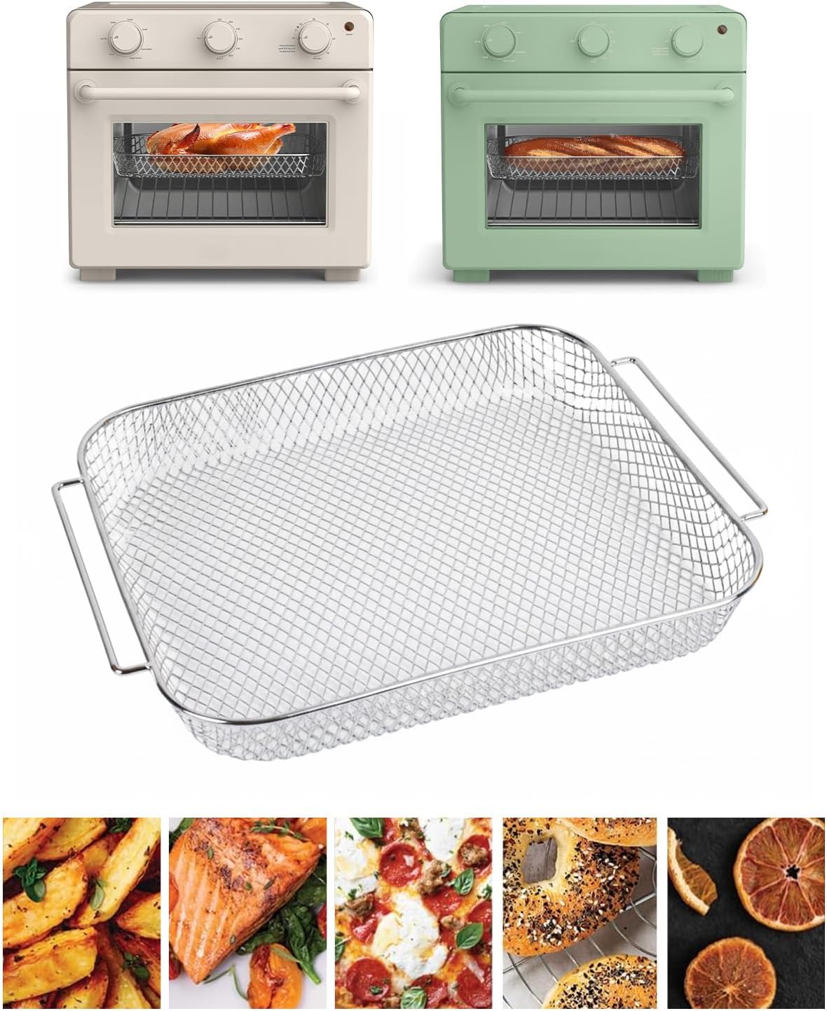 Air Fry Mesh Baskets Compatible with Bella Air Fry Toaster Oven, 1-Pack Food Grade Stainless Steel Baking Rack Tray Replacement Accessories, Dishwasher-Safe, Supports 7 Preset Cooking Options