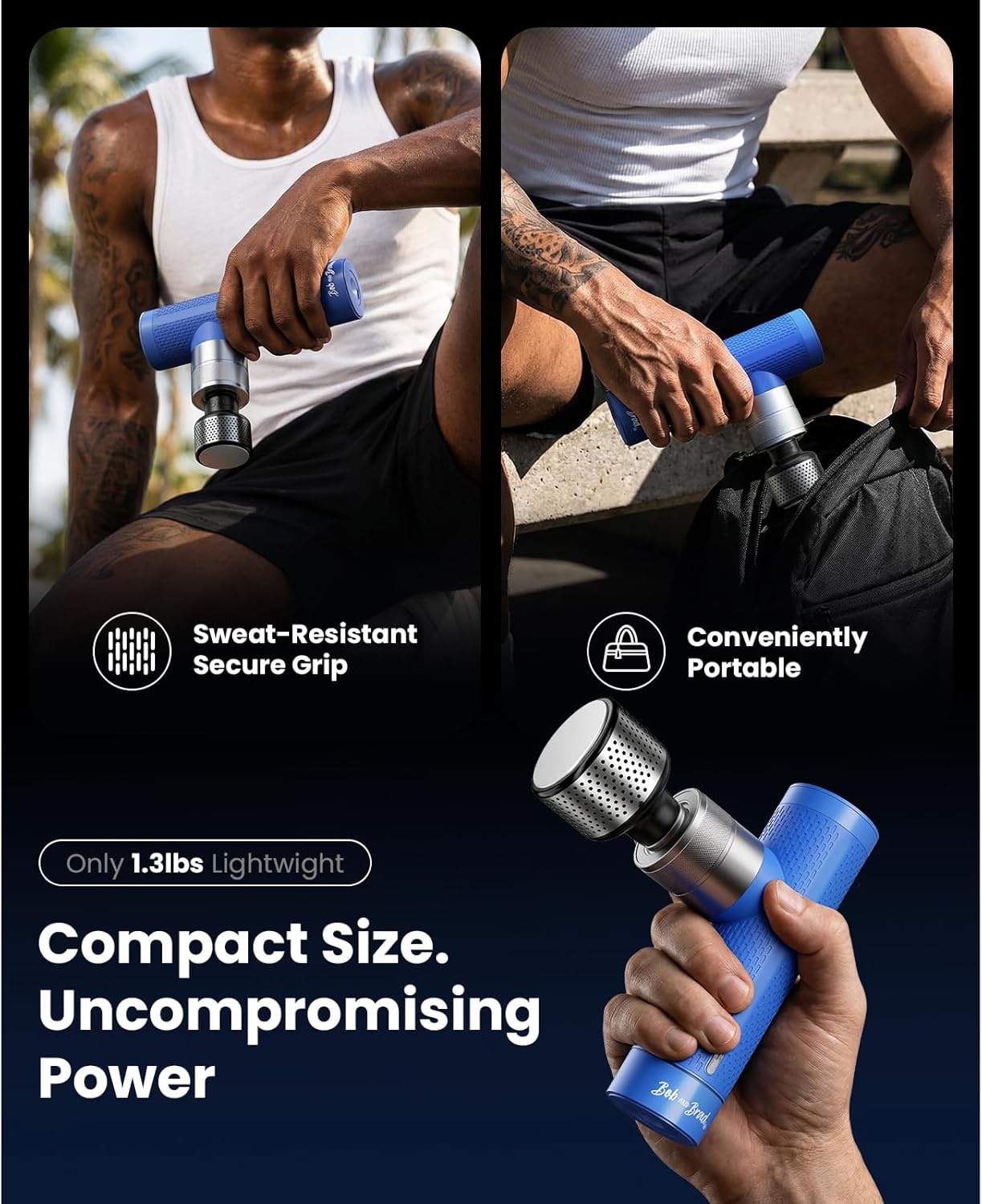 BOB AND BRAD A7 Pro Massage Gun with Heat & Cold Therapy for Back Pain & Recovery - 11mm Deep Tissue, Portable Quiet Handheld Gun, FSA-HSA Eligible with Case