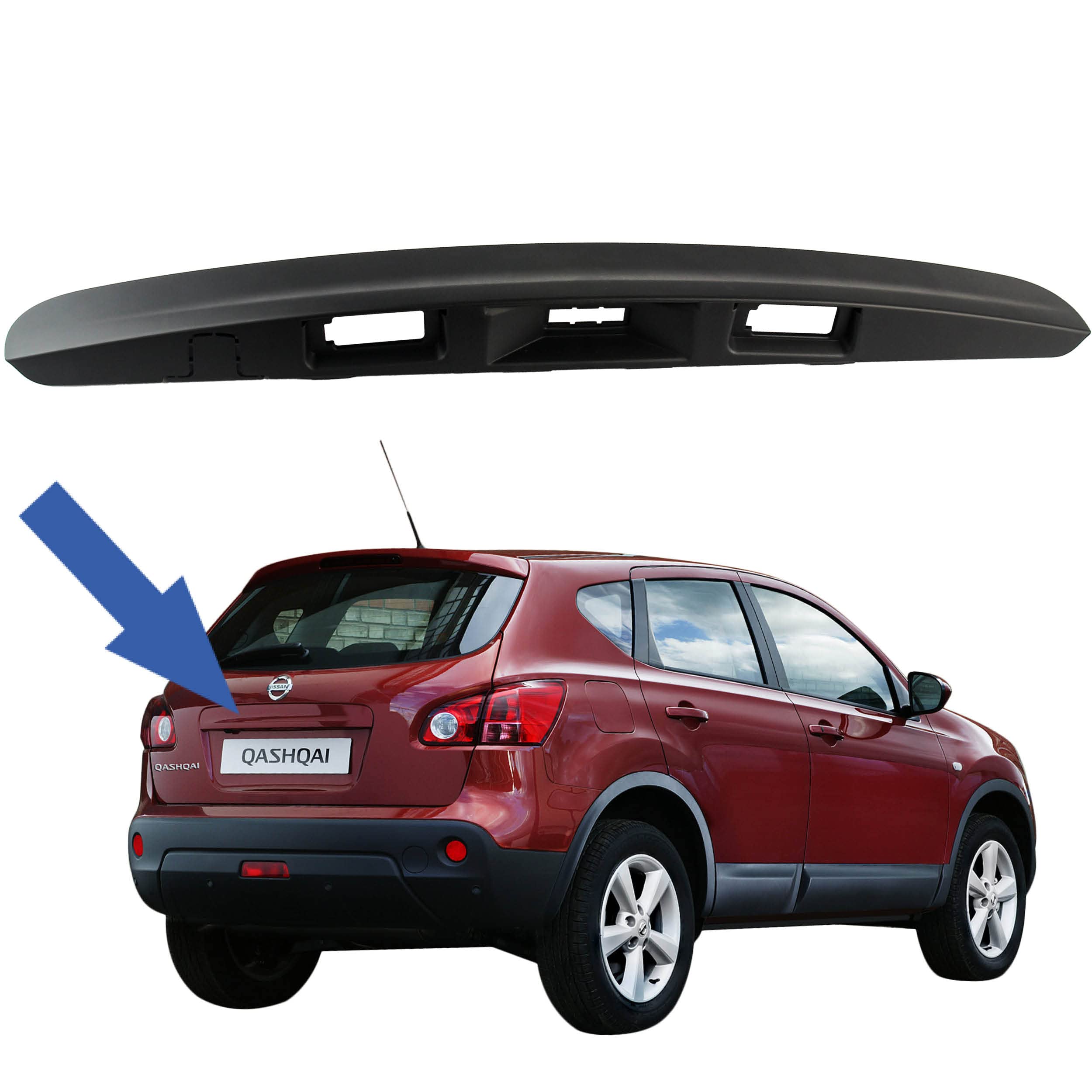 Maniglia Esterna Portellone Posteriore Per Nissan Qashqai J10/JJ10 – Sostituto 90812JD20H, In ABS Galvanico Nero