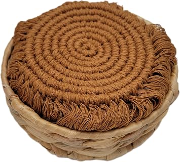 Boho Coaster Set 4 Caramel Coasters with Holder