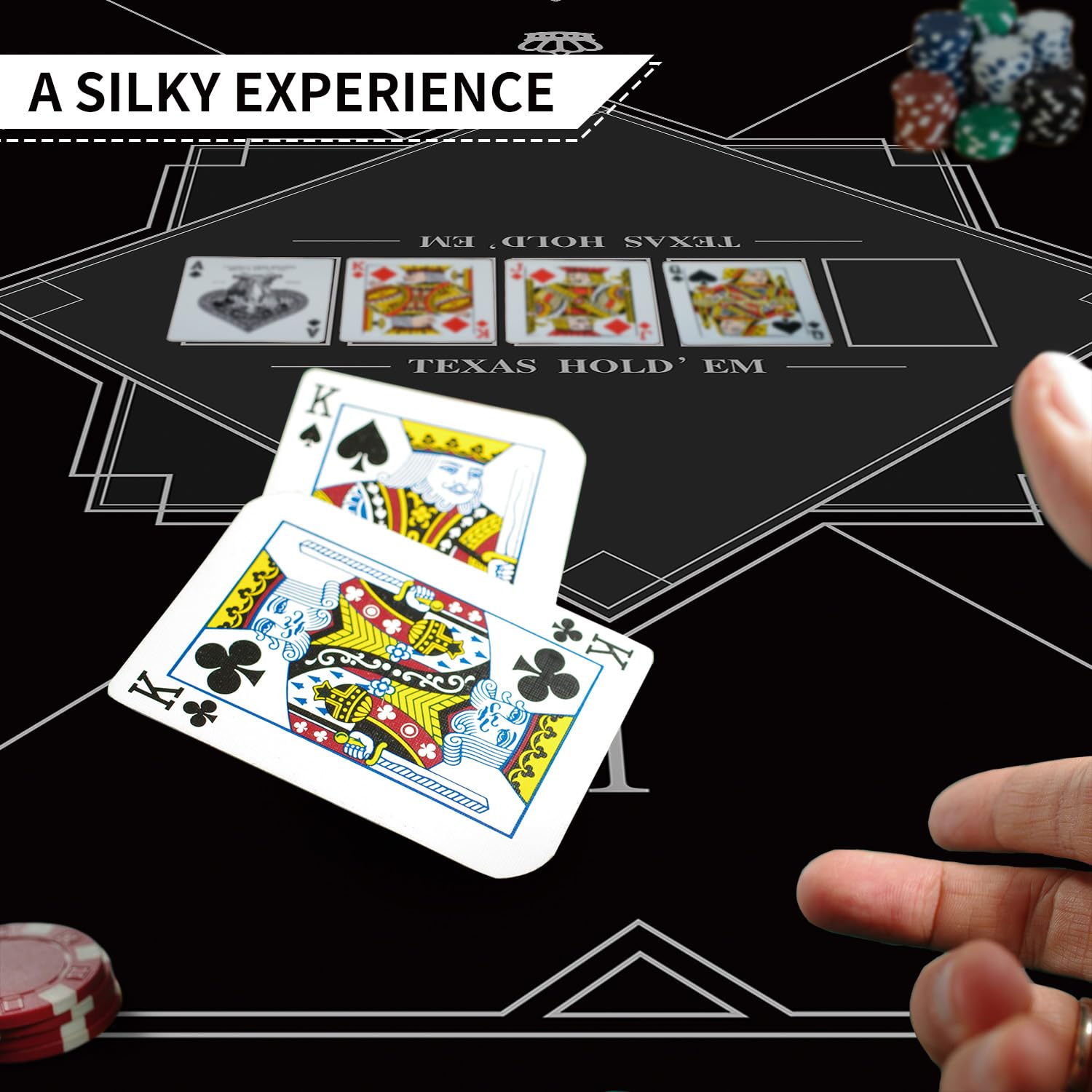LaiEr 60/80/100/120/140/160cm Quadratische Poker Matte Texas Hold'em Poker Gummimatte Poker Topper für Tische Faltbare Tragbare Poker Tischplatte Layoutw für Poker Spiele Blackjack Casino(140 * 140cm)